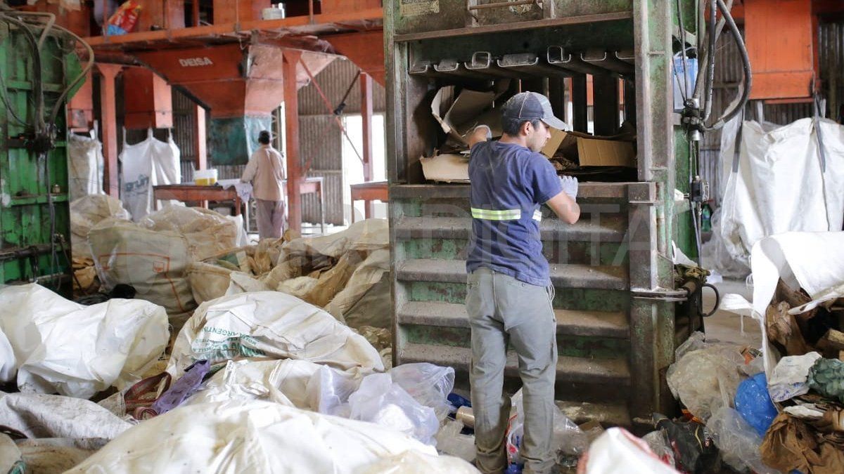 La asociación Dignidad y Vida Sana se encarga de separar y reciclar los residuos secos para después poder venderlos.