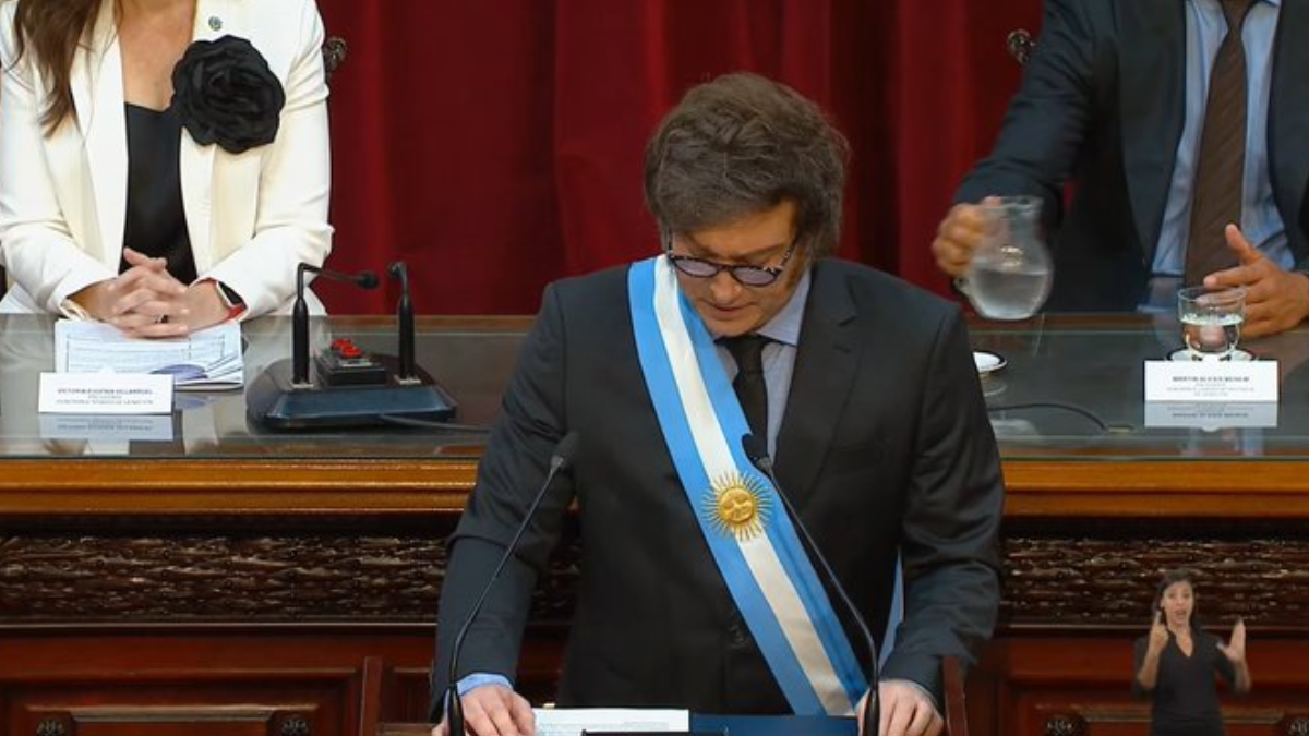 El presidente Javier Milei habla ante la Asamblea Legislativa. El presidente Javier Milei habla ante la Asamblea Legislativa.