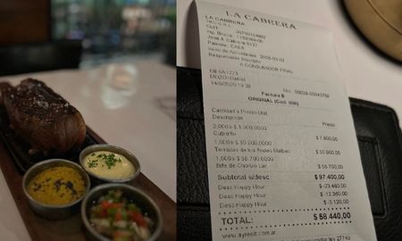 Fue a La Cabrera y mostró el ticket. Fue a La Cabrera y mostró el ticket.