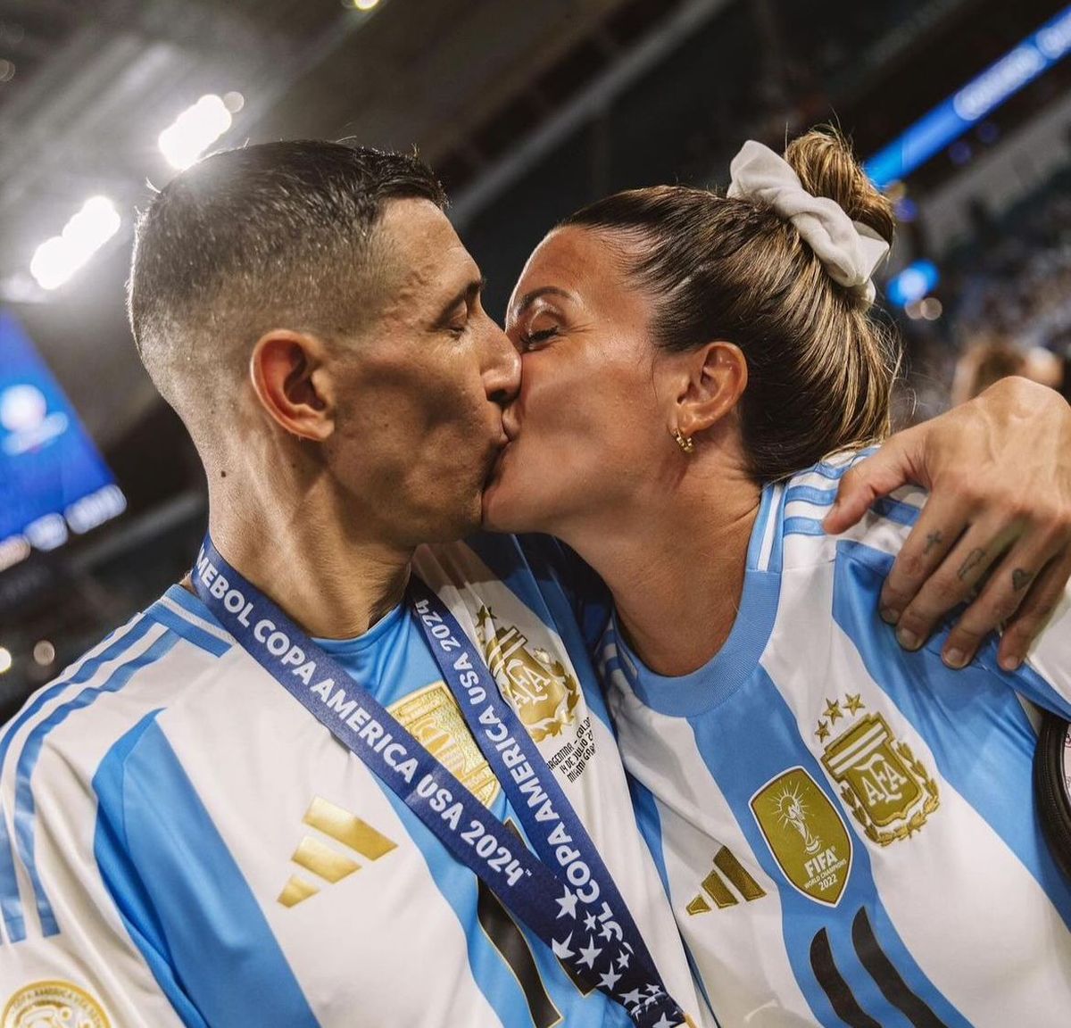 Jorgelina Cardoso y Ángel Di María, tras la consagración en la Copa América 2024. Jorgelina Cardoso y Ángel Di María, tras la consagración en la Copa América 2024.