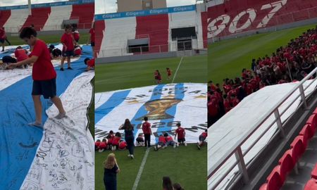 Casi 700 alumnos del IPEI dejaron su mensaje en la bandera de Argentina que visitó el club Unión Casi 700 alumnos del IPEI dejaron su mensaje en la bandera de Argentina que visitó el club Unión
