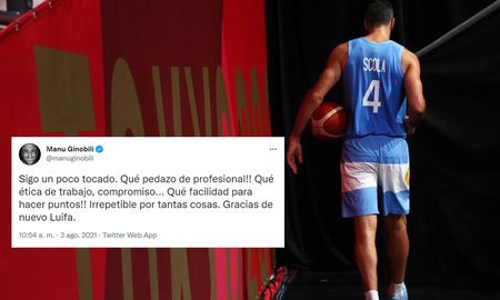 Luis Scola jugó su último partido con la Selección Argentina en los Juegos Olímpicos de Tokio y su despedida conmovió a Manu Ginóbili, otro referente del básquet nacional. Luis Scola jugó su último partido con la Selección Argentina en los Juegos Olímpicos de Tokio y su despedida conmovió a Manu Ginóbili, otro referente del básquet nacional.