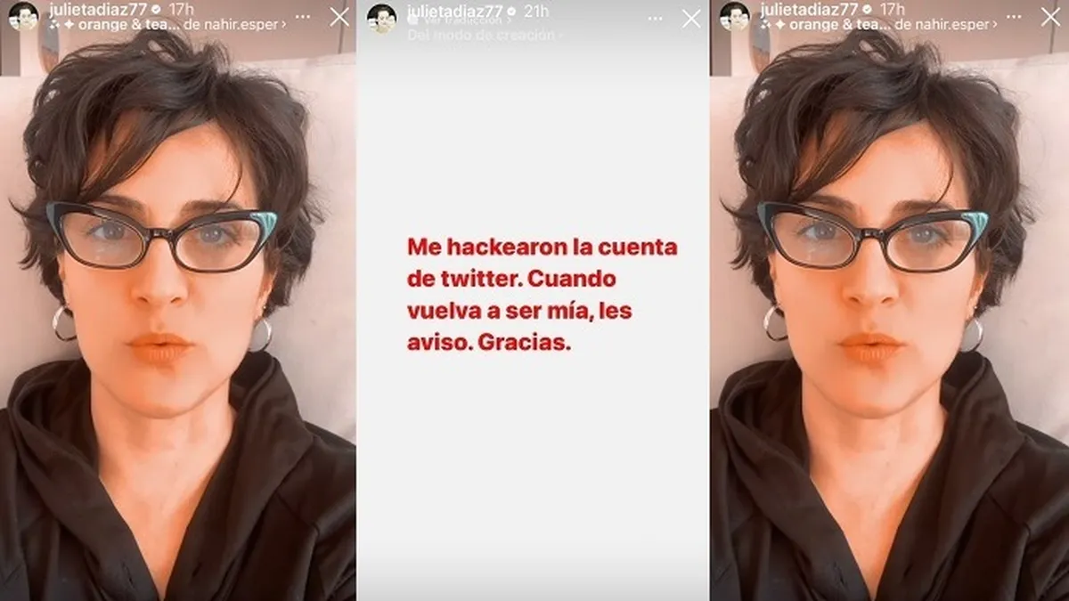 Julieta Díaz denuncio en su cuenta de Instagram que le hackearon la de Twitter.