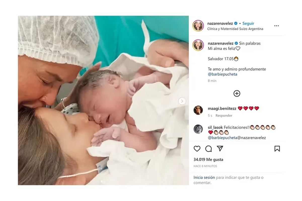 Nazarena Vélez se emocionó con la llegada de su nieto y felicitó a su hija, Barbie Vélez.