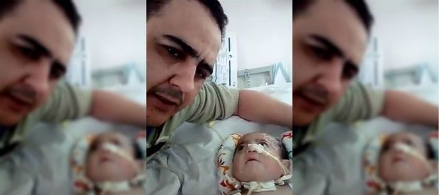 La desoladora mirada de un bebé ante el pedido desesperado de su papá