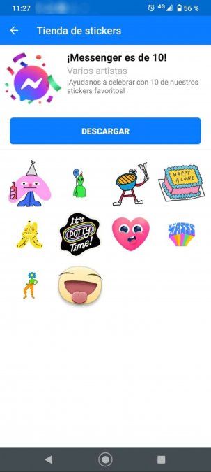 Hay un paquete de stickers por los 10 años de Facebook Messenger disponible en la tienda en forma gratuita,