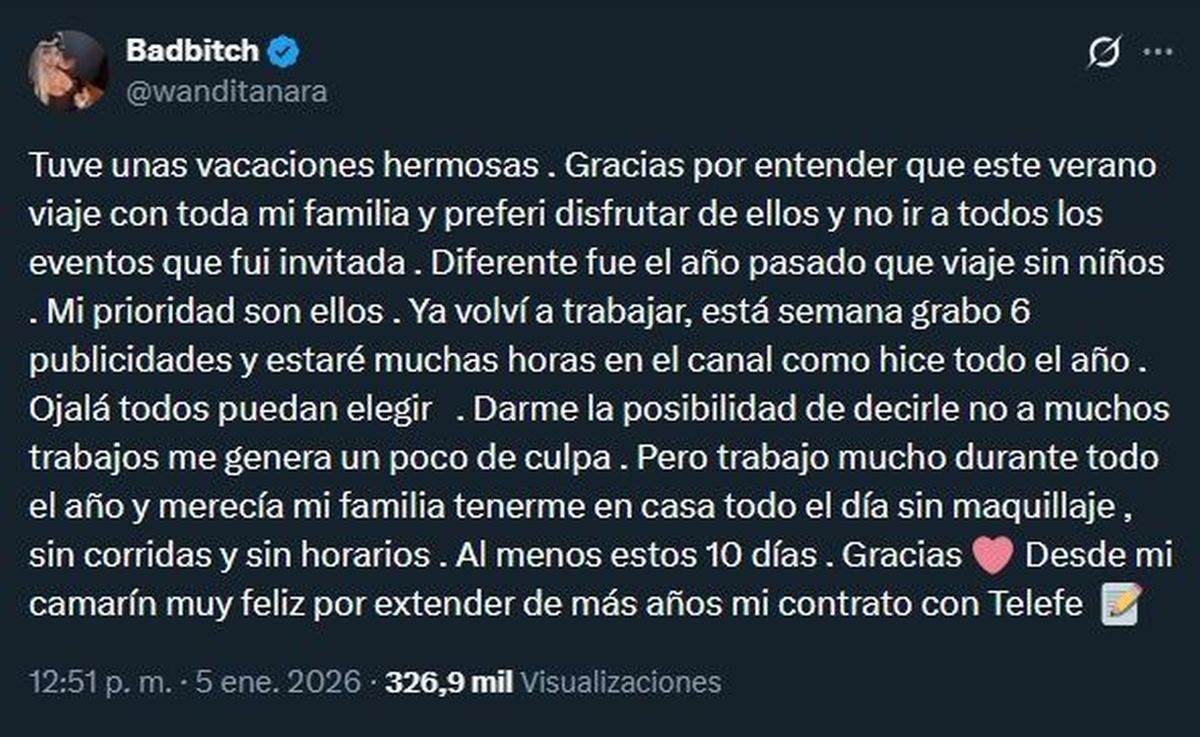 Wanda Nara y el mensaje que terminó borrando. Wanda Nara y el mensaje que terminó borrando.