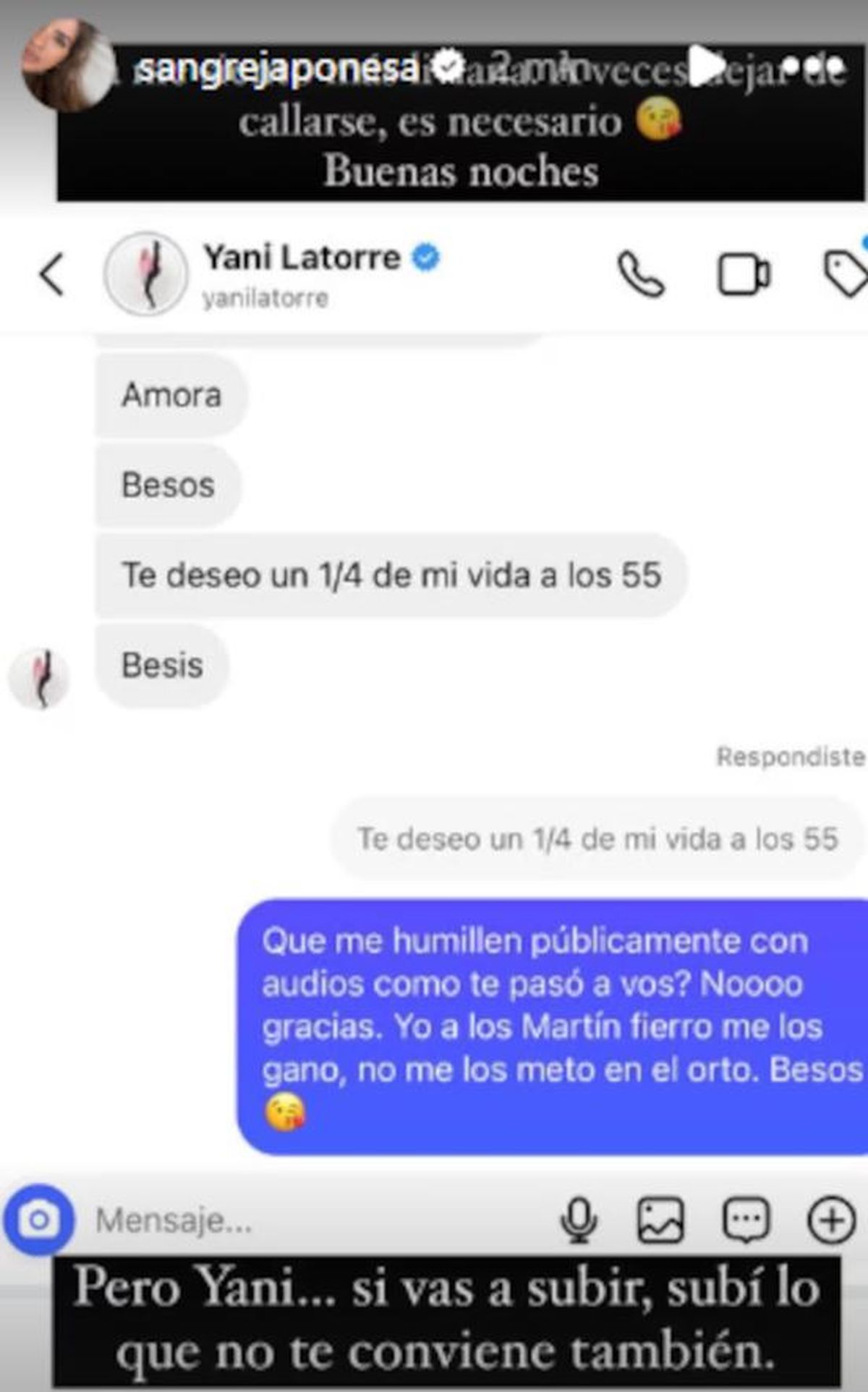La China Suárez fue durísima con Yanina Latorre. La China Suárez fue durísima con Yanina Latorre.