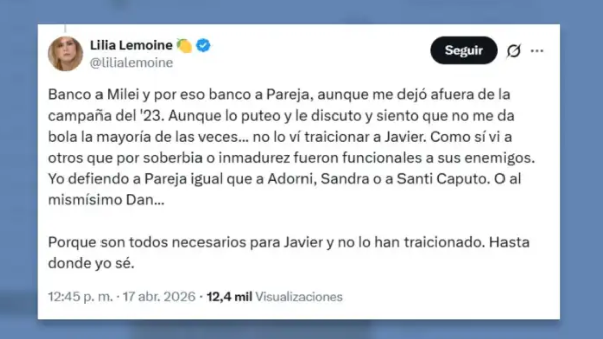 El descargo de Lilia Lemoine tras el conflicto. El descargo de Lilia Lemoine tras el conflicto.