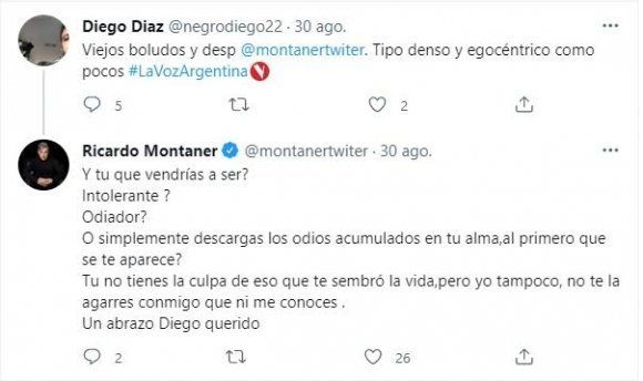 Montaner reaccionó luego de que le dijeran "viejo denso".