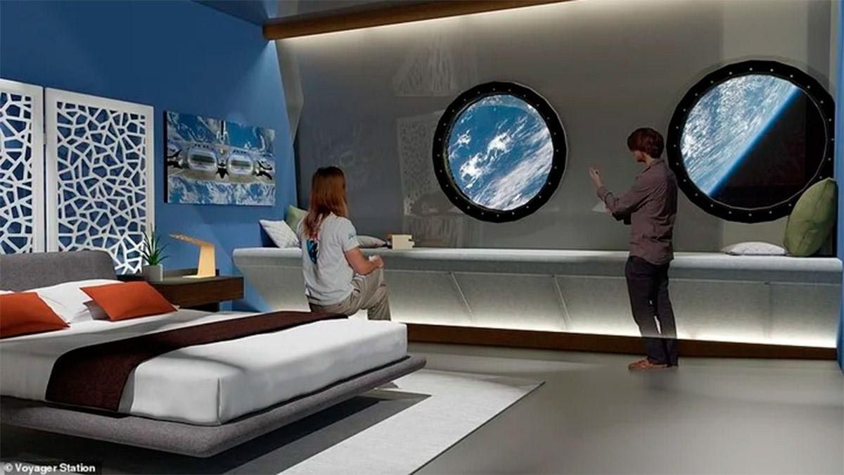 Modelo de habitación del hotel espacial Voyager.