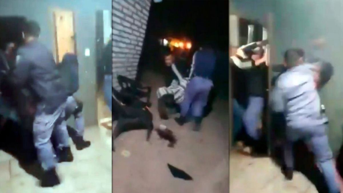 Capturas del video que muestra como efectivos policiales de Chaco irrumpieron en la casa de una&nbsp; familia Qom y los golpearon brutalmente.&nbsp;