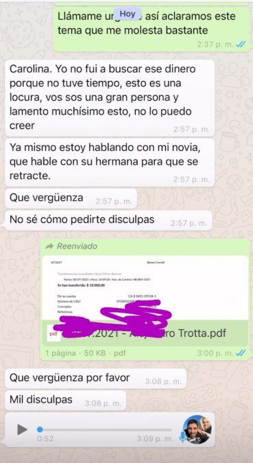 El hombre que le hizo una instalación eléctrica a Pampita pidió disculpas por el mal entendido.