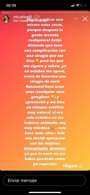 Mica Tinelli aclaró todas las dudas. 