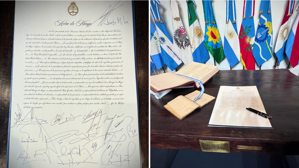 El Pacto de Mayo firmado este 9 de julio de 2024 en Tucumán.