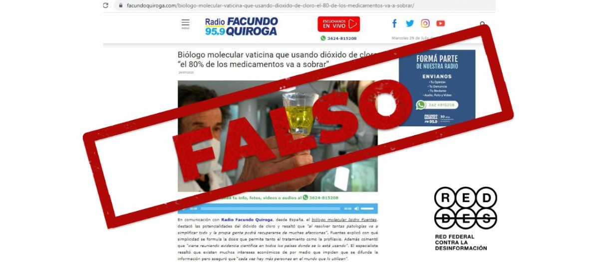 No, no hay evidencias de que el dióxido de cloro cure la COVID-19, ni ninguna otra enfermedad y su uso puede ser peligroso