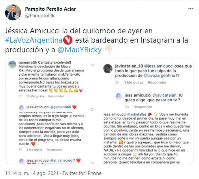 El enojo de Jéssica Amicucci con la producción se remonta a las instancias de las batallas del certamen.