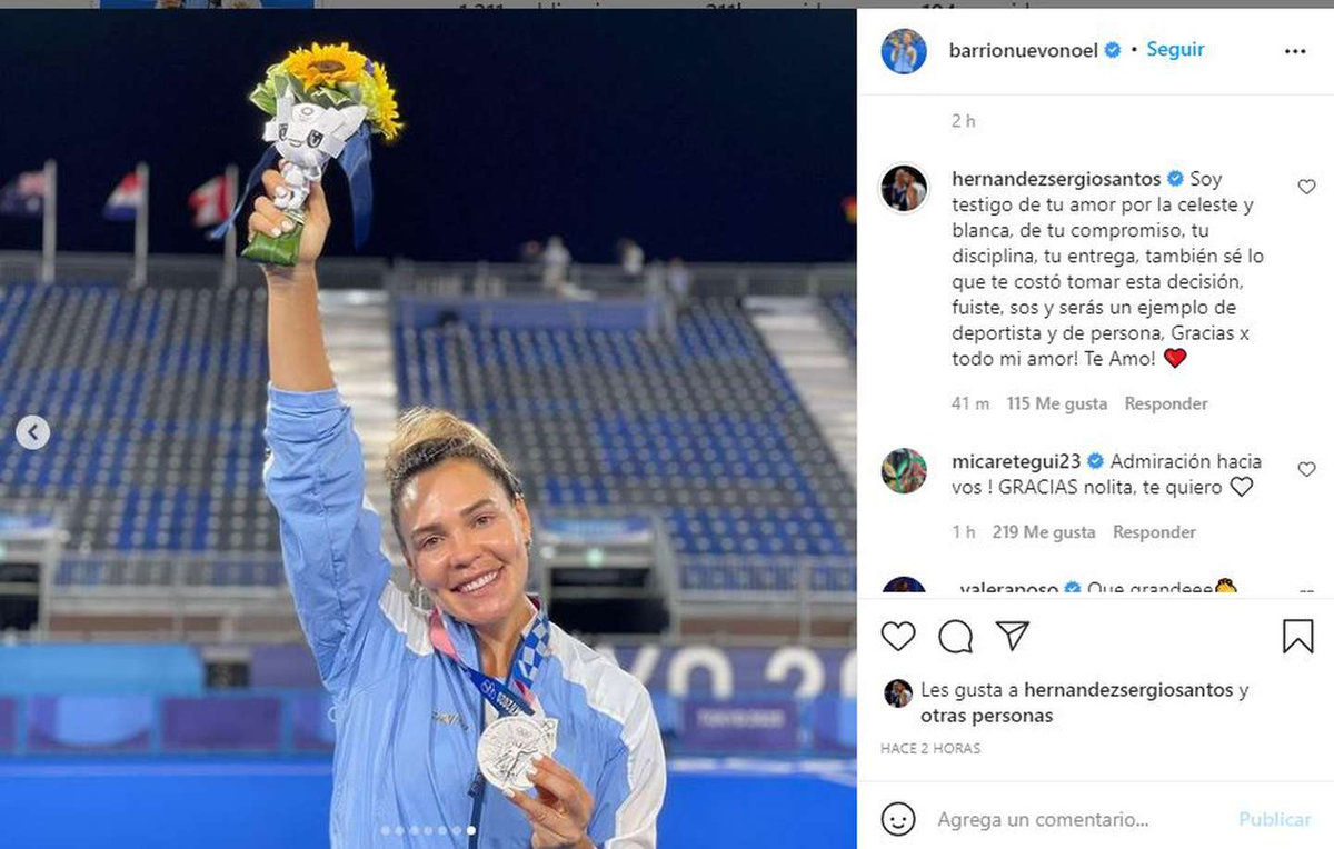 La publicación de Noel Barrionuevo donde anuncio su retiro de Las Leonas en su cuenta de Instagram.