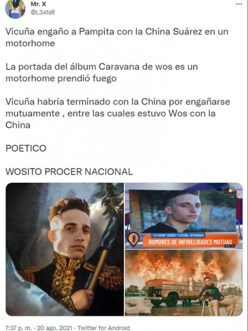 Algunos de los memes sobre los rumores de romance entre la China Suarez y Wos.