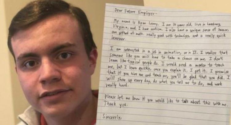 Un joven con autismo conmovió al mundo con un pedido de trabajo.