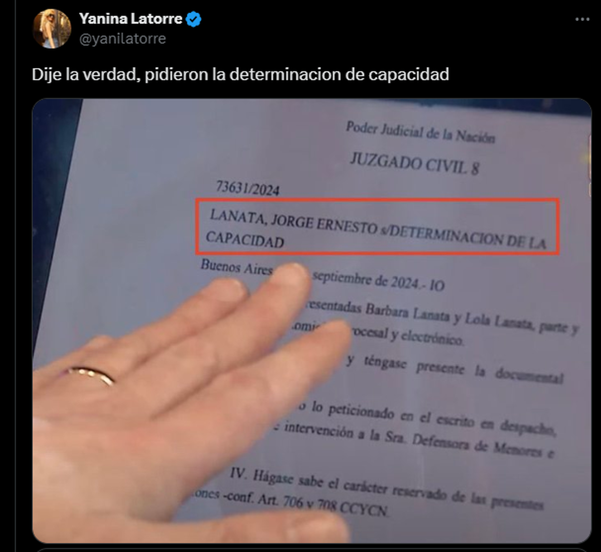 Yanina Latorre mostró las pruebas. Yanina Latorre mostró las pruebas.