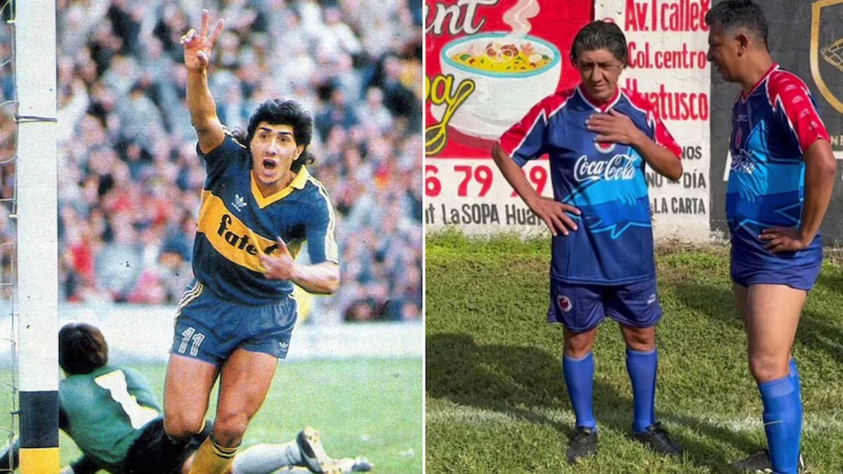 Jorge Comas gritando un gol de Boca contra River y una foto actual, jugando en un equipo senior en México. Jorge Comas gritando un gol de Boca contra River y una foto actual, jugando en un equipo senior en México.