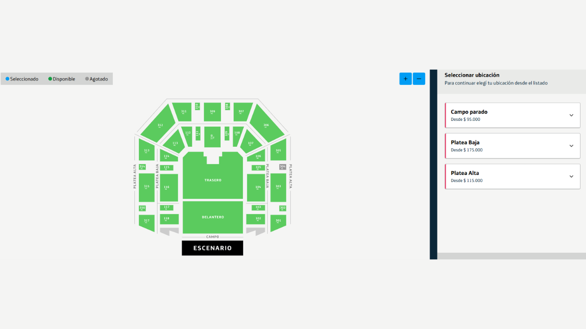 Así estará dividido el Movistar Arena para el show de Ronnie Wood en Argentina. Así estará dividido el Movistar Arena para el show de Ronnie Wood en Argentina.