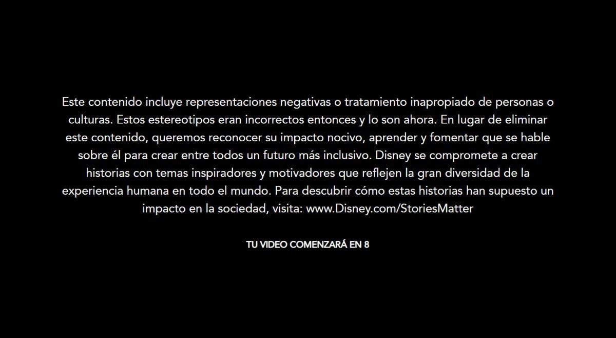 El comunicado de Disney en la plataforma de streaming. 