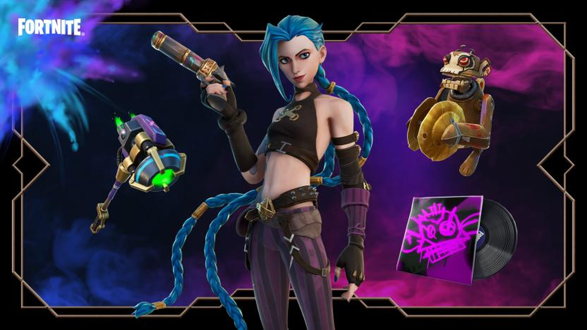Aspecto de Jinx en Fortnite.