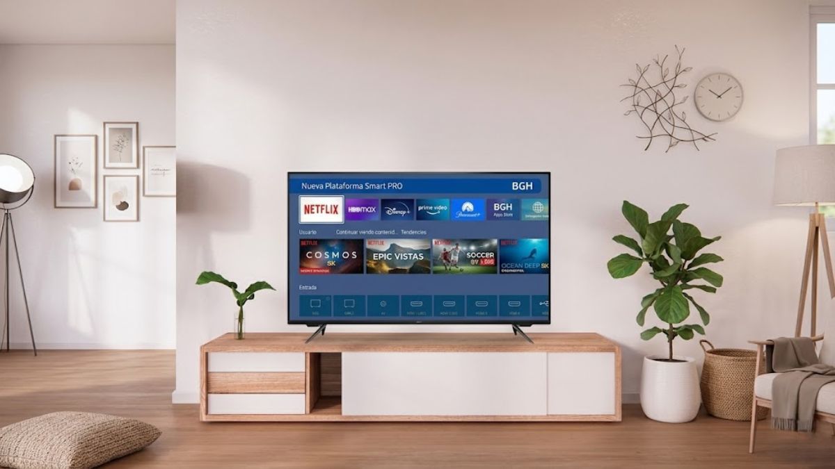 El televisor BGH de 50 pulgadas ofrece resolución 4K y compatibilidad con Google TV para acceder a contenidos online. El televisor BGH de 50 pulgadas ofrece resolución 4K y compatibilidad con Google TV para acceder a contenidos online.