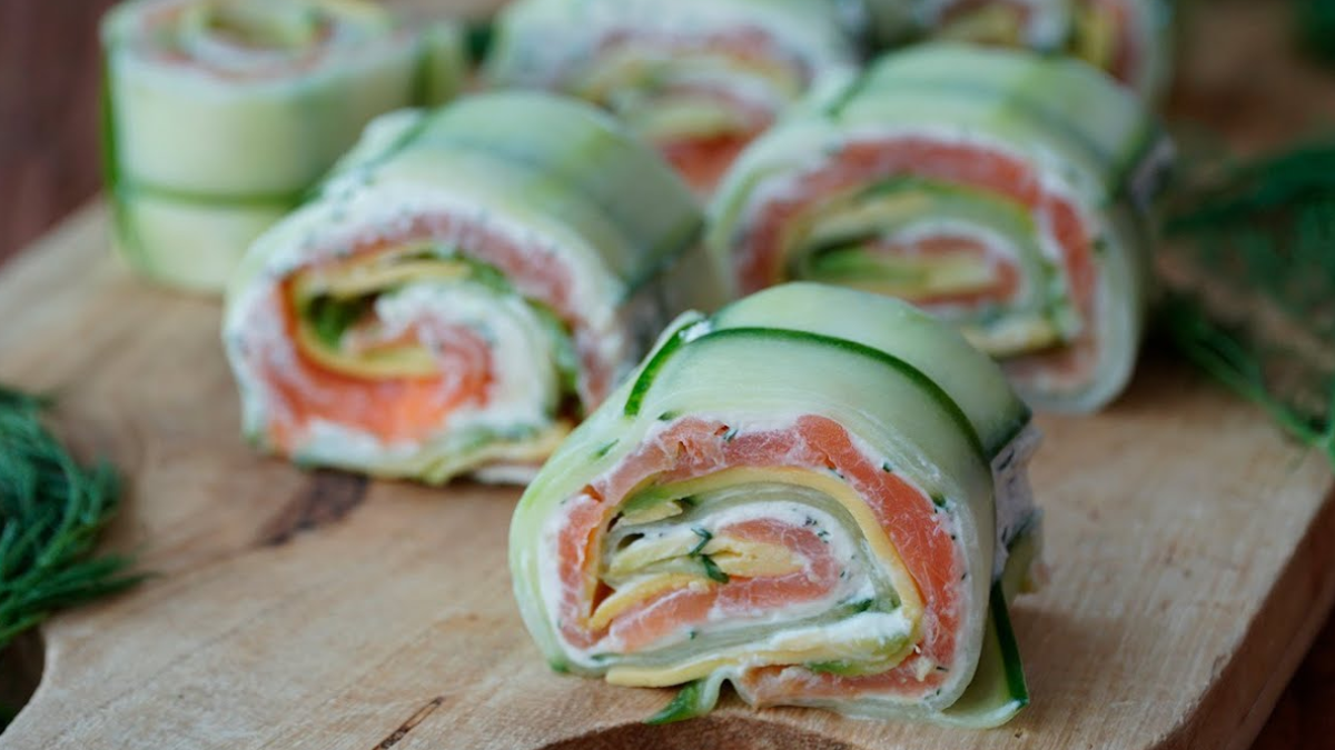 Receta de rollitos de pepino.&nbsp;