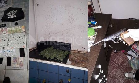 Marihuana, bochas de cocaína, balanzas, dinero en efectivo y un arma de fuego, algunos de los elementos secuestrados en los allanamientos Marihuana, bochas de cocaína, balanzas, dinero en efectivo y un arma de fuego, algunos de los elementos secuestrados en los allanamientos
