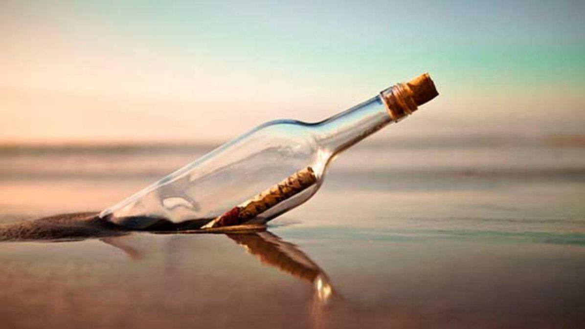 Un mensaje que fue lanzado al mar en 2018.