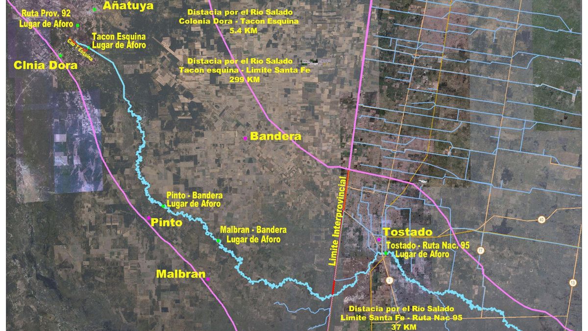 Los caudales registrados tanto en el límite interprovincial entre Santiago del Estero y Santa Fe