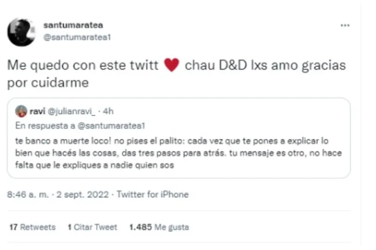 Las reacciones de los seguidores de Santiago Maratea tras la serie de tuits que compartióTwitter @santumaratea1