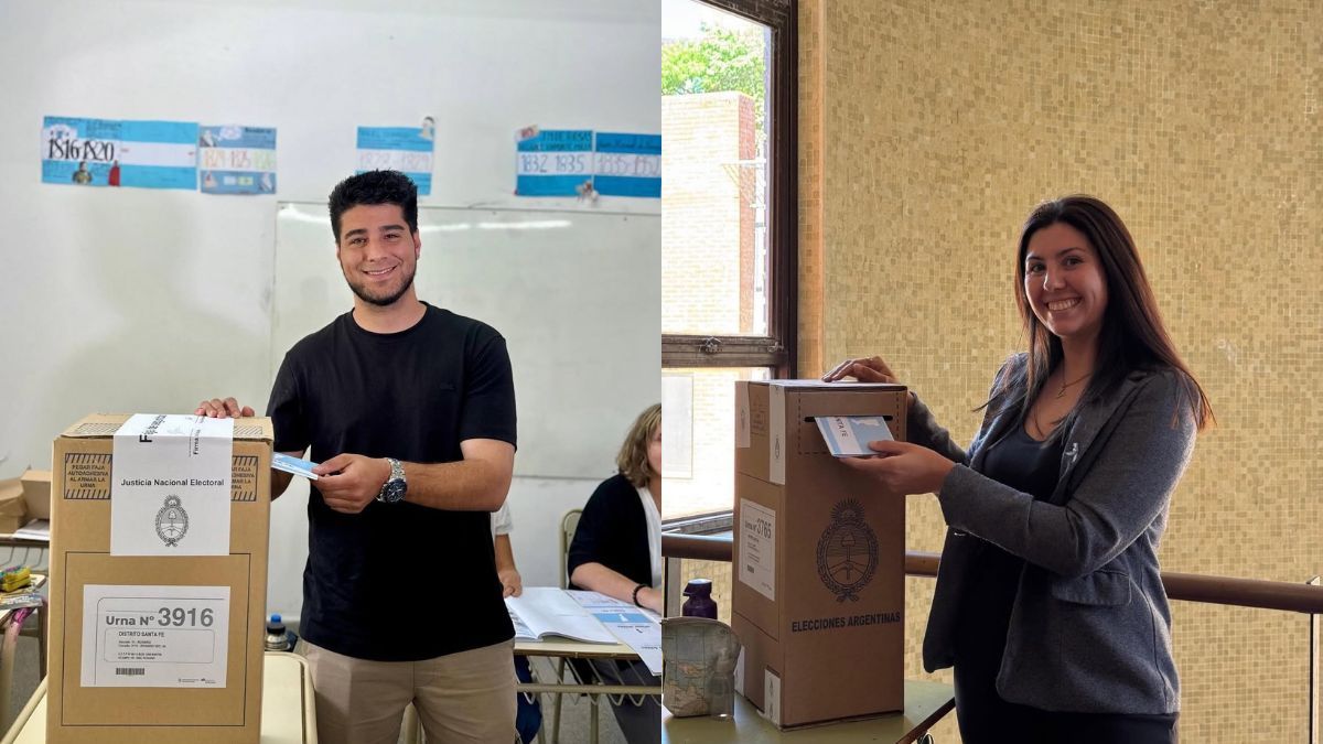 Agustín Pellegrini y Valentina Ravera, diputados electos por La Libertad Avanza en la Provincia de Santa Fe.  Agustín Pellegrini y Valentina Ravera, diputados electos por La Libertad Avanza en la Provincia de Santa Fe. 