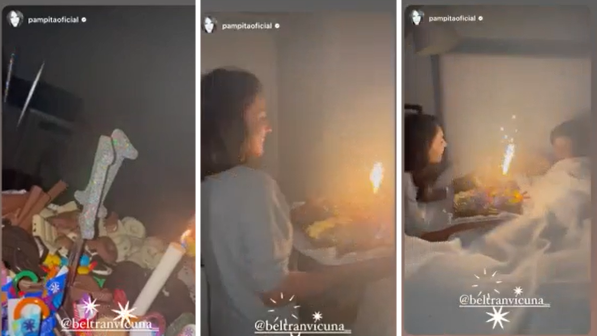 Pampita sorprendió a Beltrán con una gran torta.