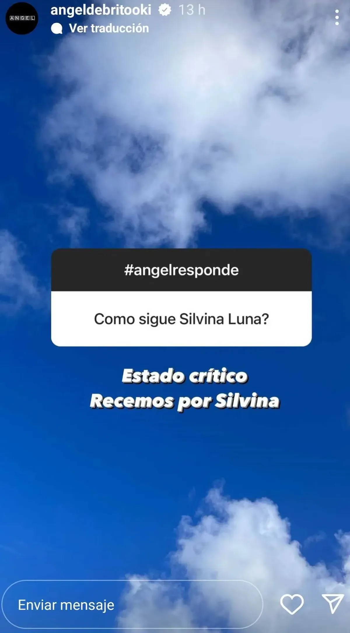 Ángel de Brito habló sobre la salud de Silvina Luna. Ángel de Brito habló sobre la salud de Silvina Luna.