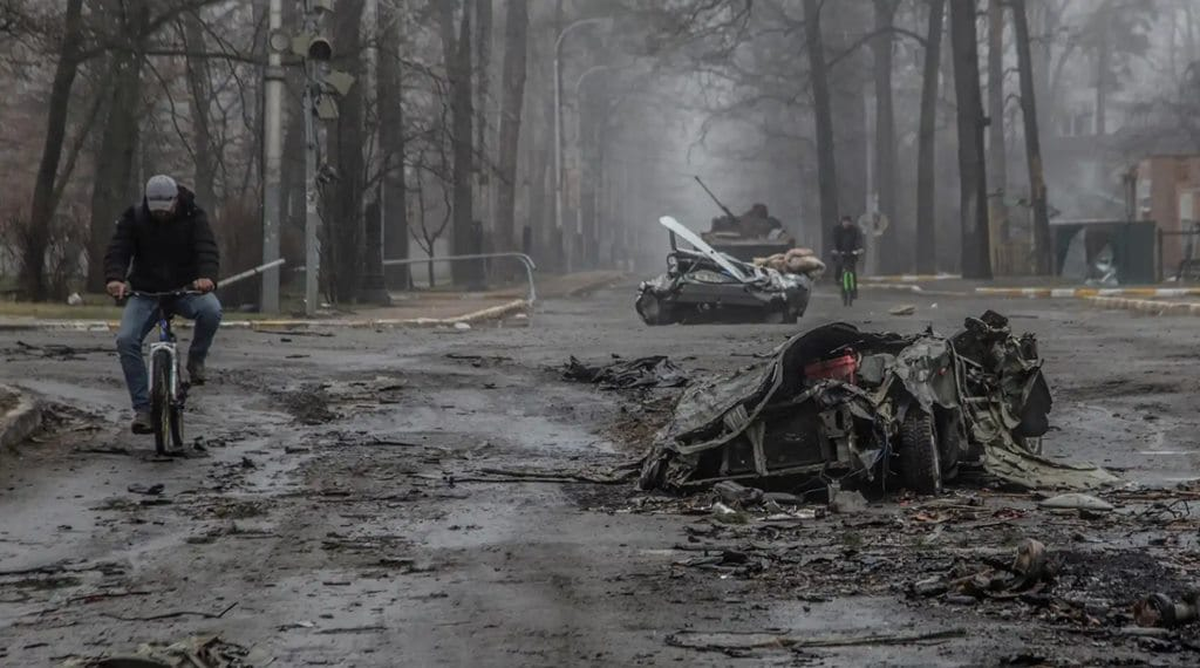 Bucha, Ucrania, luego de la ocupación rusa. 