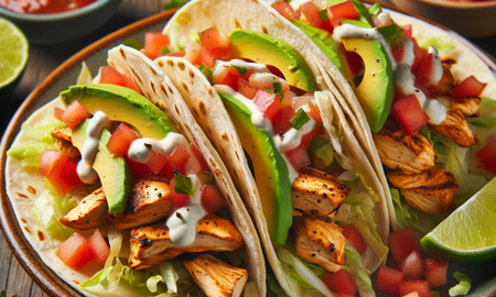 La receta fácil y saludable de tacos de pollo con guacamole. La receta fácil y saludable de tacos de pollo con guacamole.