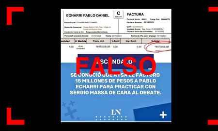 Es falso que AySA le pagó a Pablo Echarri $ 15 millones y la supuesta noticia no fue publicada por LN+ Es falso que AySA le pagó a Pablo Echarri $ 15 millones y la supuesta noticia no fue publicada por LN+