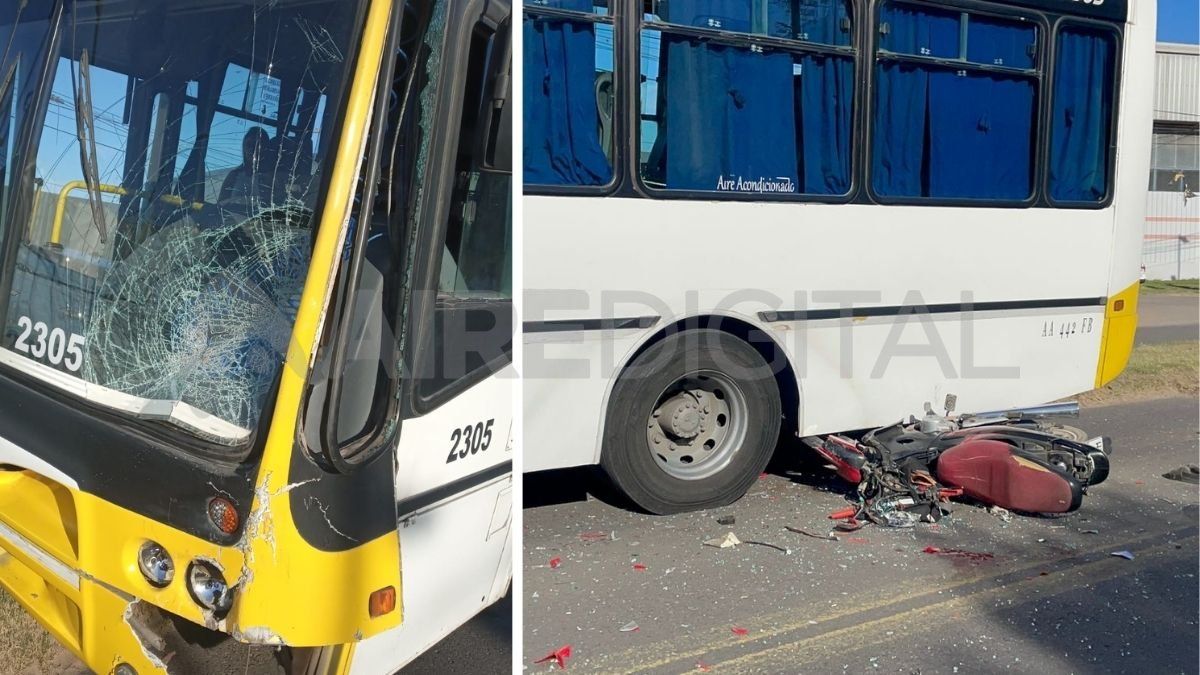 Accidente entre un colectivo y una moto sobre Avenida Blas Parera. Accidente entre un colectivo y una moto sobre Avenida Blas Parera.