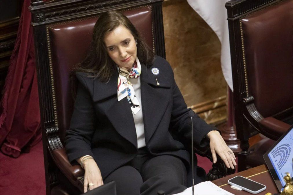 La vicepresidenta Victoria Villarruel durante la última sesión del Senado.