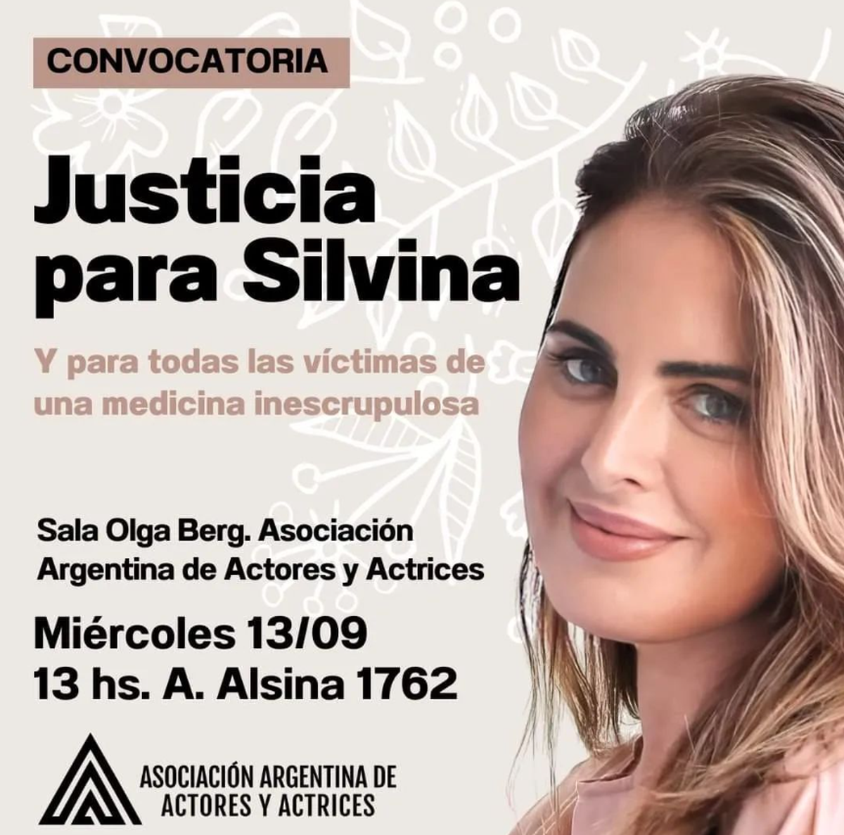 La Asociación Argentina de Actores organizó una convocatoria para reclamar justicia por Silvina Luna. La Asociación Argentina de Actores organizó una convocatoria para reclamar justicia por Silvina Luna.