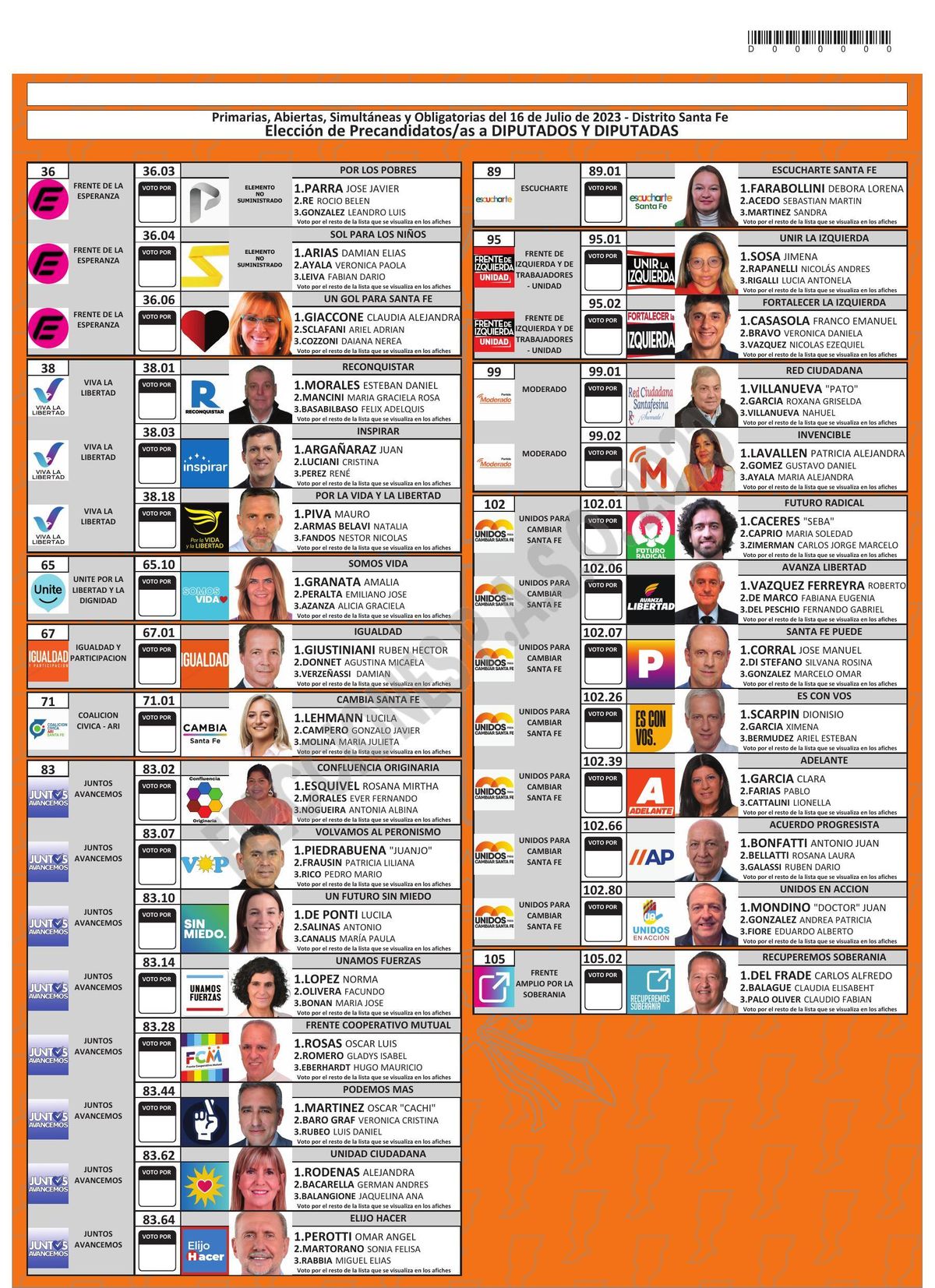 Habrá 30 listas de precandidatos a la Cámara de Diputados, lo que representa un total de 1.800 nombres entre titulares y suplentes.