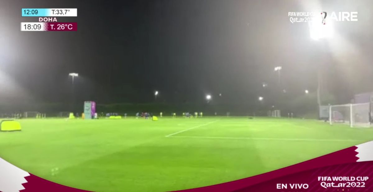 AIRE mostró de forma exclusiva una parte del entrenamiento que realizó este lunes la Selección Argentina de cara al partido del viernes frente a Países Bajos