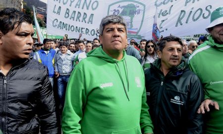 Pablo Moyano durante una manifestación del Sindicato de Camioneros. Pablo Moyano durante una manifestación del Sindicato de Camioneros.