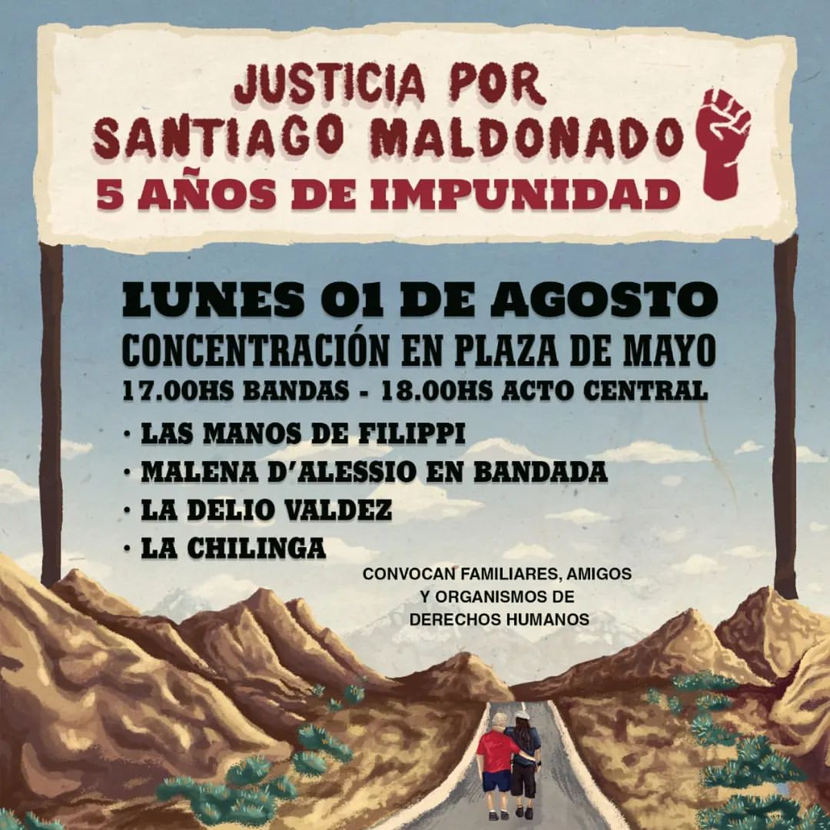 La familia de Santiago Maldonado realizará una movilización a Plaza de Mayo para denunciar la "impunidad" del caso y reclamar que la Justicia lo investigue como "desaparición forzada". 