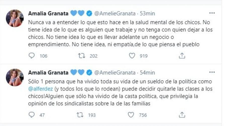 Amalia Granata fue lapidaria con Alberto Fernández y el ministro de Educación, Nicolás Trotta