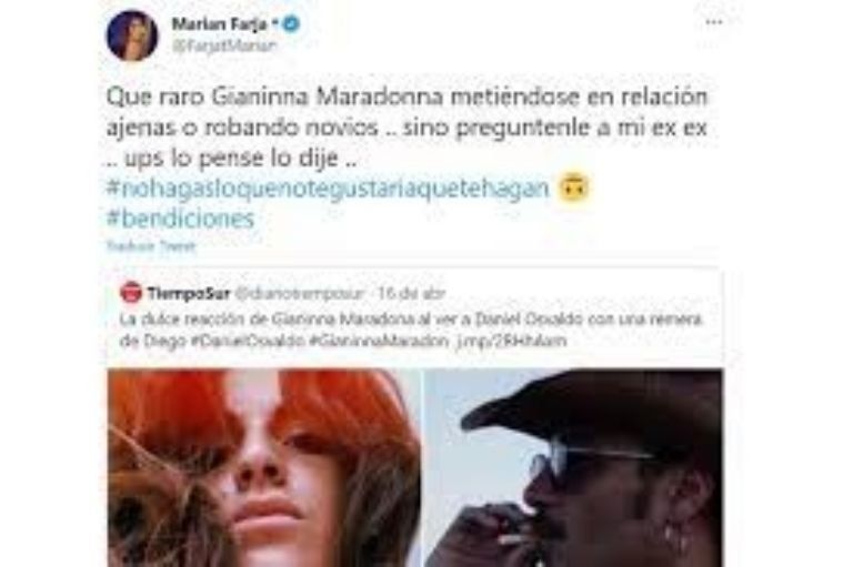 Gianinna Maradona respondió algunos comentarios maliciosos con la letra de una canción que refleja lo que piensa con respecto a los ataques que recibe.